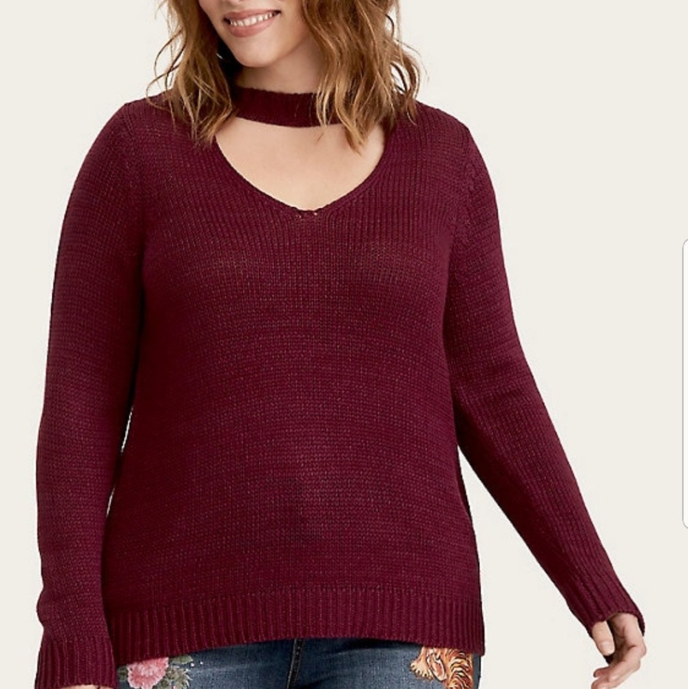 Torrid 3x Purple Chocker Cutout Knitt Sweater